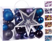 BRUBAKER Set de Boules de Noël 50 pièces avec cime d'arbre - Décorations pour sapins de Noël en Zwart , violet et Blauw