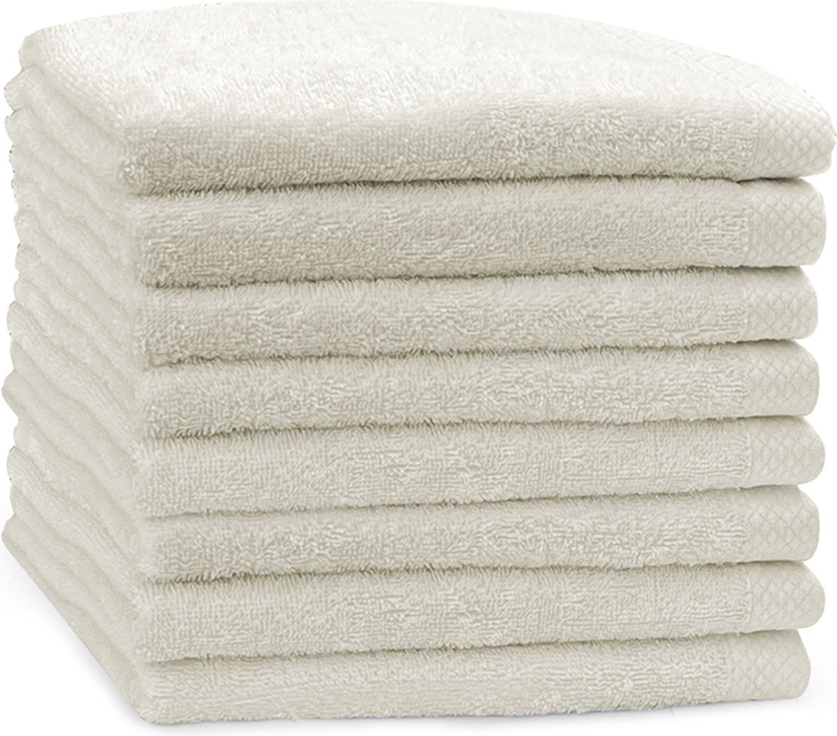Eleganzzz Handdoeken Set - Set van 8 - Handdoek 50x100cm - 420 gr/m2 - 100% Katoen - ivory
