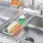 Gootsteenbakje - Bewaar keukengerei boven de gootsteen met de praktische sponshouder - Gootsteenorganizer ook geschikt voor afwasborstel - Aluminium