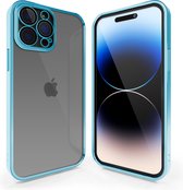 Coverzs telefoonhoesje geschikt voor Apple iPhone 13 Pro Max hoesje clear soft case camera cover - transparant hoesje met gekleurde rand - blauw