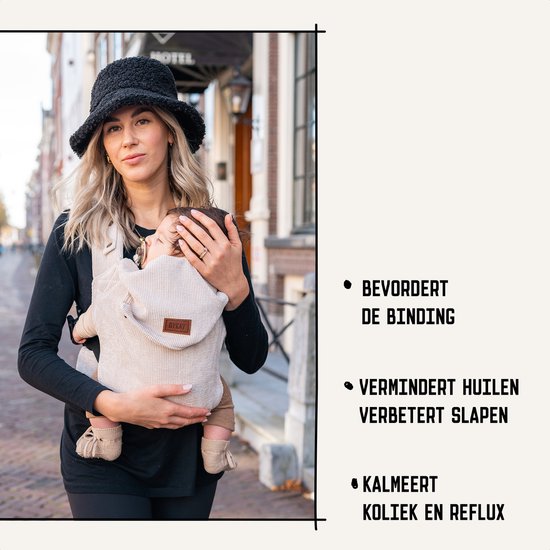 ByKay Click Classic - draagzak baby - ergonomisch - tot 18kg - newborn tot 2 jaar - comfortabel en snel - beige - Rib Almond Sand