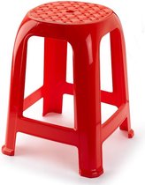 Forte Plastics Keukenkrukje/opstapje - Handy Step - rood - kunststof - 37 x 37 x 46 cm