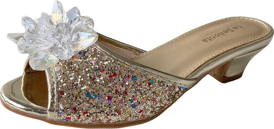 Elsa Prinsessen slipper chaussures paillettes d'or avec talon taille 31 -  taille... | bol