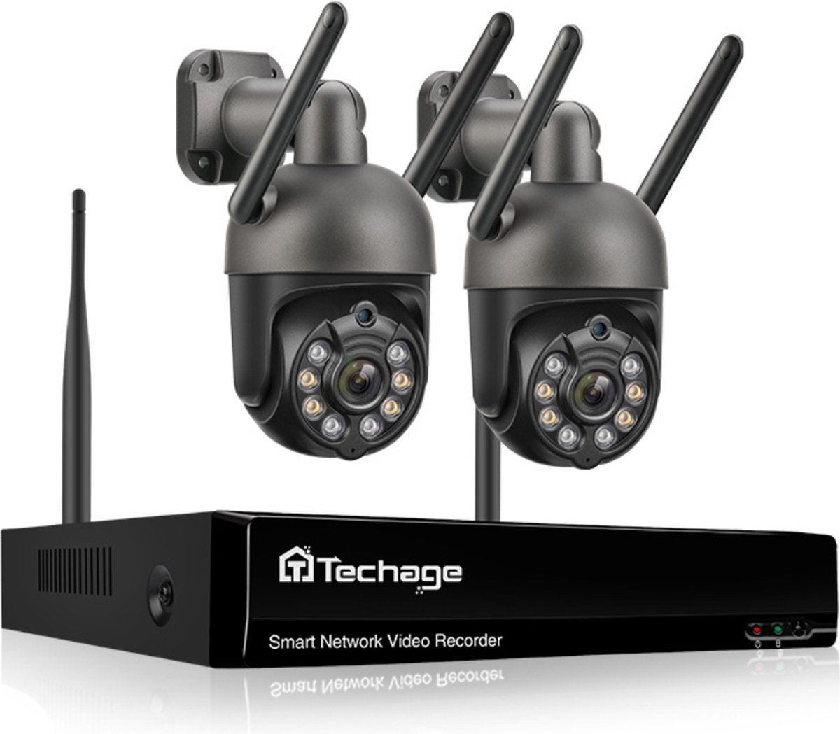 Techage Beveiligingscamera Set - 2 Camera's - Draadloos verbinding - Camerabewakingssysteem - 3TB - Twee-weg audio - Grote Opslag