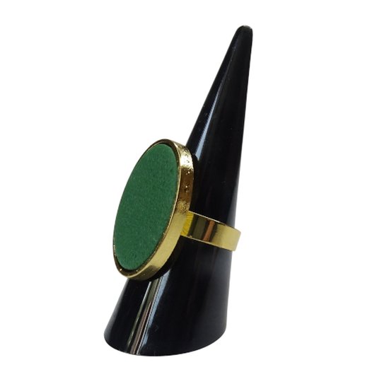 2 Love it Olive - Ring - Taille réglable - Acier inoxydable - Argile polymère - 18 x 25 mm - Vert olive - Couleur or