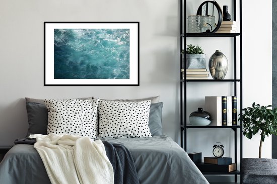 Poster in lijst - Fotolijst 90x60 cm - Posters - Zee - Water - Turquoise - Posterlijst zwart - Decoratie - Wanddecoratie woonkamer - Muurdecoratie slaapkamer