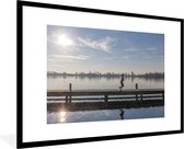 Photo encadrée - Cadre photo Rotterdam sur l'eau noir avec passe partout blanc 80x120 120x80 cm - Affiche encadrée (Décoration murale salon / chambre)