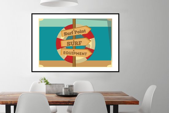Illustration 'Surf Point Surf Equipment' avec bouée de sauvetage 120x80 cm