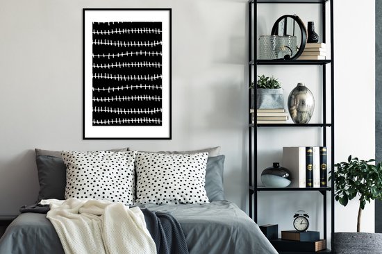 Motif de lignes horizontales à rayures verticales en noir et blanc 60x90 cm