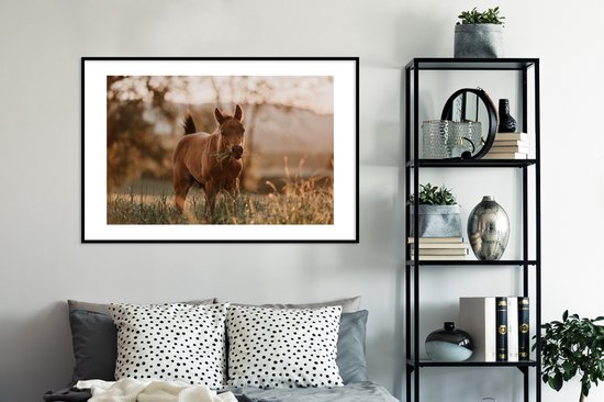 Le poulain Quarter Horse mange de l'herbe 120x80 cm