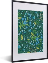 Motif fleuri vert et bleu 40x60 cm
