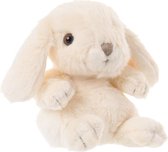 Bukowski pluche konijn knuffeldier - wit - zittend - 15 cm - Luxe kwaliteit knuffels