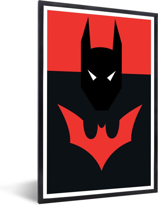 Fotolijst incl. Poster - Illustratie van Batman op een rode achtergrond - 80x120 cm - Posterlijst
