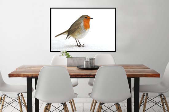 Affiche avec cadre Robin - Neige - Wit - 90x60 cm