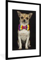 Fotolijst incl. Poster - Hond - Strik - Zwart - 80x120 cm - Posterlijst