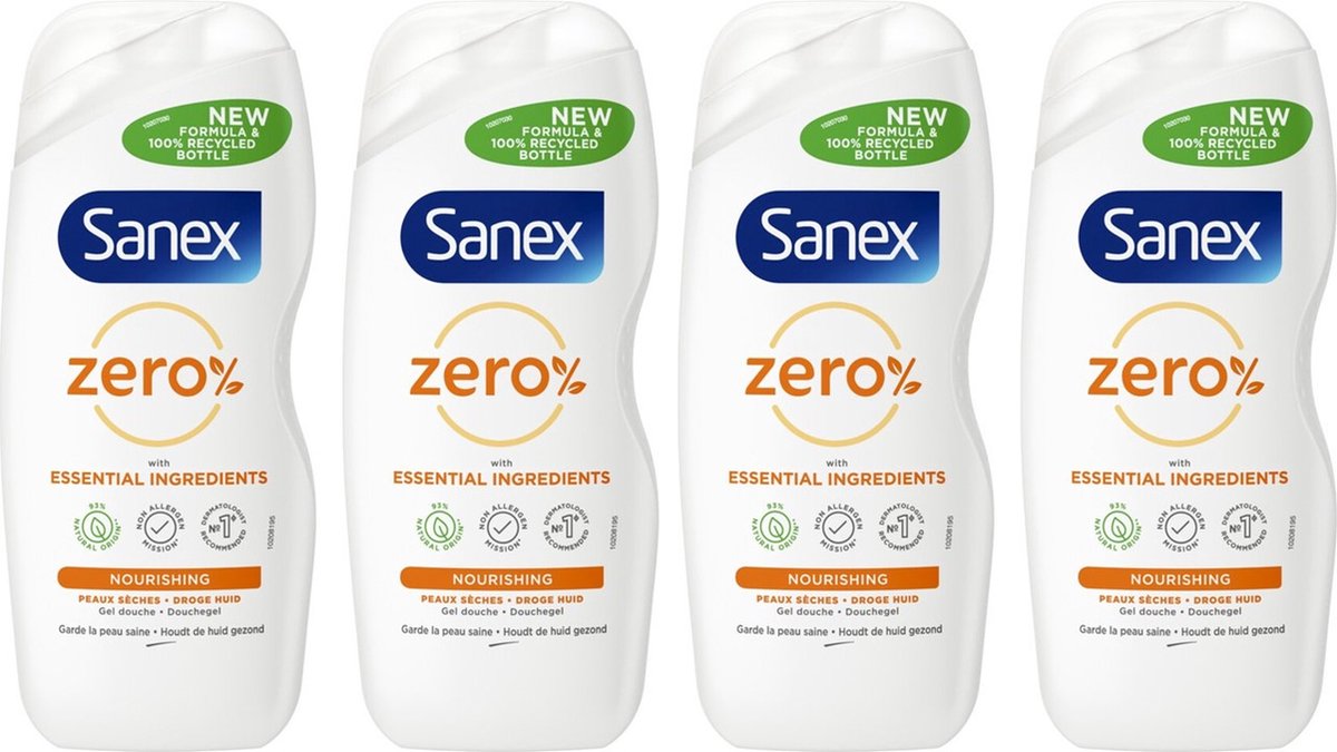 Sanex Douchegel Zero% Dry Skin - 4x 250 ml