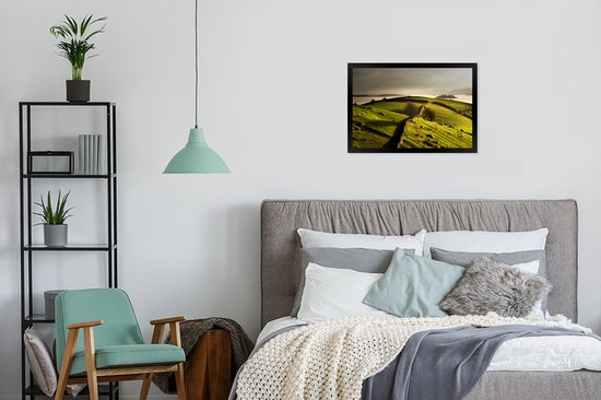 Photo encadrée - Murs de pierre dans la campagne irlandaise cadre photo noir sans passe-partout 60x40 cm - Affiche encadrée (Décoration murale salon / chambre)