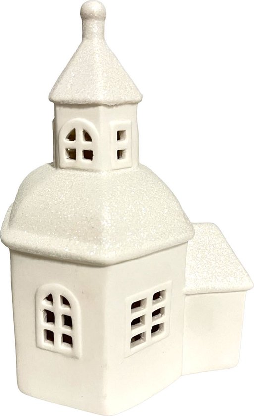 Kerst deco kerkje 22x14x11cm