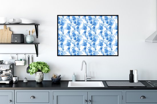 Cadre photo avec poster - Fleurs - Blauw - 120x80 cm - Cadre poster