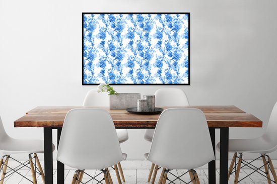 Cadre photo avec poster - Fleurs - Blauw - 120x80 cm - Cadre poster