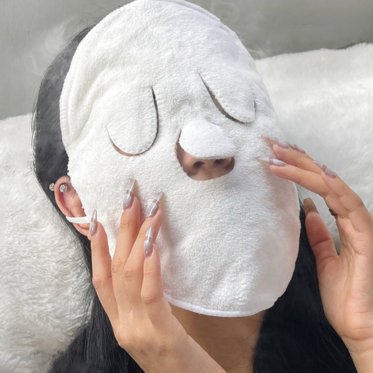 Hiden | Gezichtsmasker - Gezichtsmasker Badstof Doek - Face Cleaning - Gezichtshanddoek - Gezichtsdoekjes - Face Towel | Wit