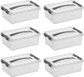 Sunware - Boîte de rangement Q-line 4L - Set de 6 - Transparent/gris