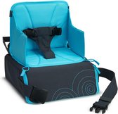 Travel Booster Seat With Underseat Storage And Strap To Convert Into Handy Portable Carry Bag For Dining On-The-Go, Wipe Clean, For Children Up To 15 kg/33.1 lbs, Blue/Grey