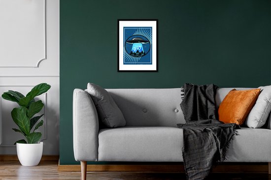 Cadre photo avec poster - OVNI - Extraterrestre - Espace - 30 x 40 cm - Cadre pour poster
