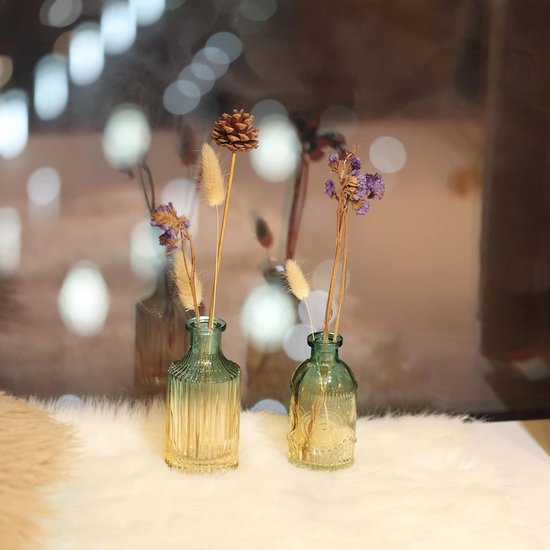 Glasseam Glazen Geribbelde Vaas voor Bloemen, 8 Bud Vazen Glasseam Glazen Geribbelde Vaas voor Bloemen, 8 Bud Vazen