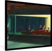 Fotolijst incl. Poster - Nighthawks - Edward Hopper - 40x40 cm - Posterlijst