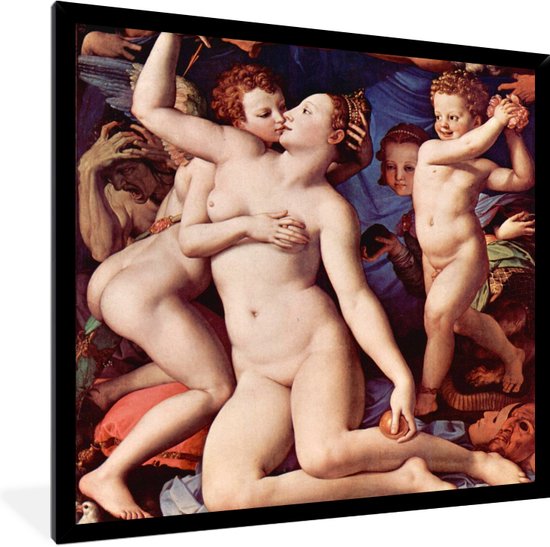 Fotolijst incl. Poster - Venus cupid folly and time - Leonardo da Vinci - 40x40 cm - Posterlijst