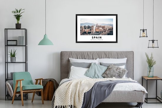 Cadre photo avec affiche - Espagne - Kasteel - Vintage - Été - 90x60 cm - Cadre pour affiche