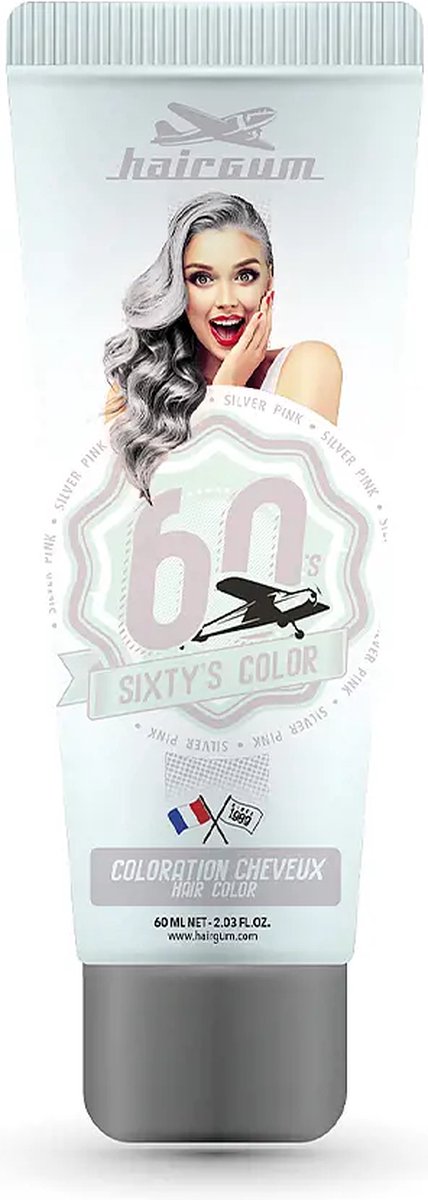 Semi-permanente kleurstof Hairgum Sixty's Color silver pink (60 ml)