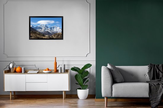 Affiche avec cadre Himalaya - Vue sur l' Himalaya - cadre photo noir - 60x40 cm - Affiche avec cadre