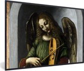 Fotolijst incl. Poster - An angel in green with a vielle - Leonardo da Vinci - 60x40 cm - Posterlijst