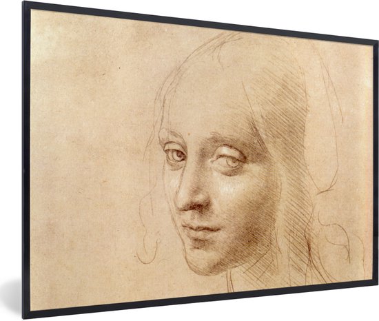 Fotolijst incl. Poster - Schets - Leonardo da Vinci - 90x60 cm - Posterlijst