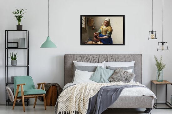 Cadre photo avec affiche - La Laitière - Peinture de Johannes Vermeer - 90x60 cm - Cadre pour affiche