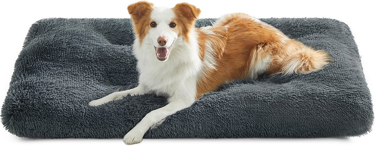 Fluffy hondenbed 110 x 73 cm donkergrijs