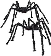 2 Pack 5 Ft. Halloween Outdoor Decoraties Harige Zwarte Spider, Enge Giant Spider Nep Grote Spider Harige Spin Rekwisieten voor Halloween Tuin Decoraties Party Decor