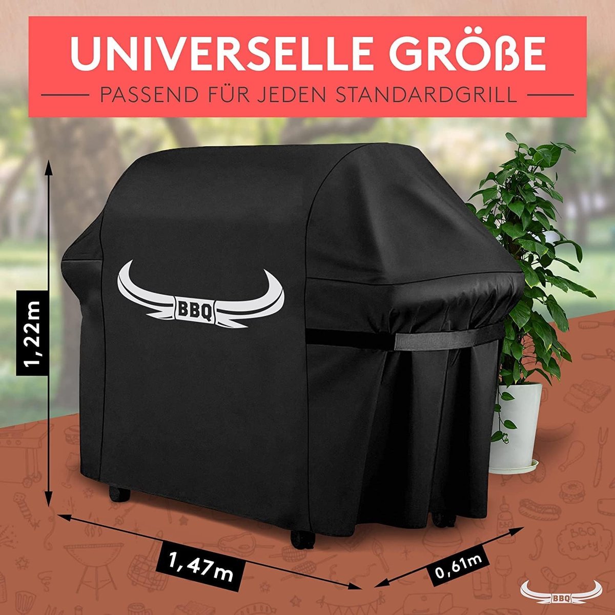 BBQ - Beschermhoes voor barbecue [122 cm x 61 cm x 147 cm] – innovatieve barbecuehoes – afdekking voor barbecue weerbestendig en waterdicht [100