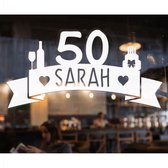 Sarah Raamsticker-50 jaar verjaardag- Sarah versiering.