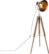 QAZQA mangoes - Industriele Tripod | driepoot vloerlamp | Staande Lamp - 1 lichts - H 165 cm - Brons - Industrieel - Woonkamer | Slaapkamer