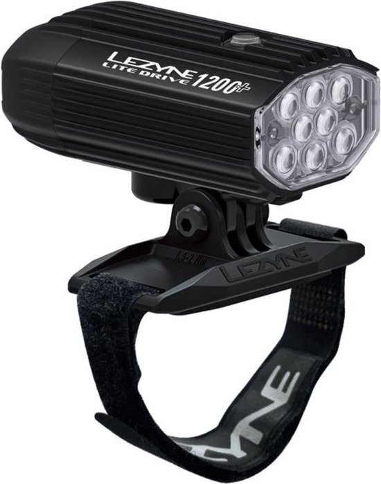 Lezyne Helmet Lite Drive 1200+ - Voorlicht fiets - Met helmbevestiging - USB oplaadbaar - 60 branduren - Waterdicht - Aluminium - Zwart