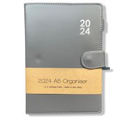 Organisateur / Agenda 2024 - Agenda hebdomadaire en simili cuir 7J/2P - Couverture simili cuir A5 - 15x21cm avec stylo