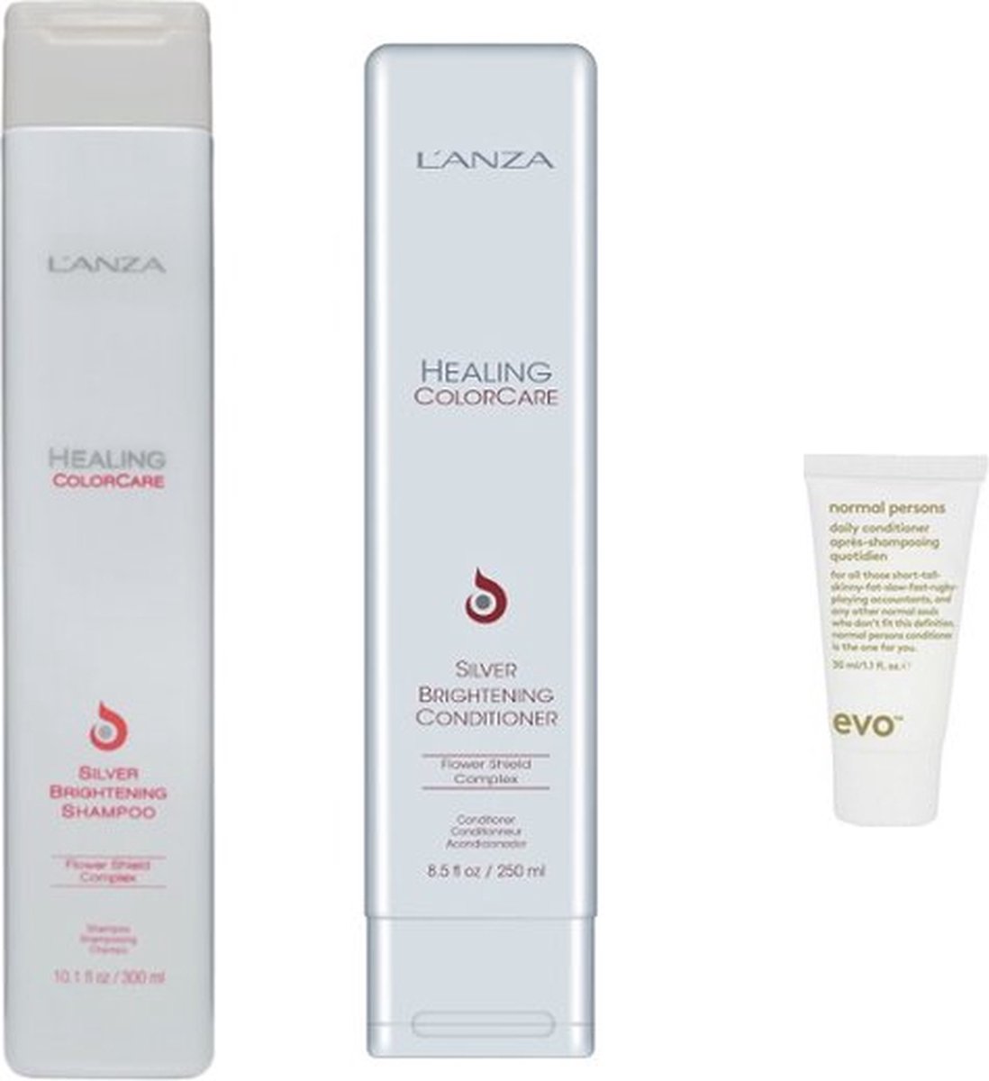 Lanza Duo Set - Silver Brightening Conditioner + Shampoo + Gratis Evo Travel Size