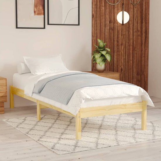 The Living Store Houten Bedframe - enkel bed - 90x200 cm - massief grenenhout