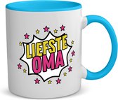 Akyol - liefste oma koffiemok - theemok - blauw - Oma - een oma die heel lief is - cadeautje voor oma - liefste ooit - verjaardagscadeau - kado - gift - geschenk - verrassing - 350 ML inhoud