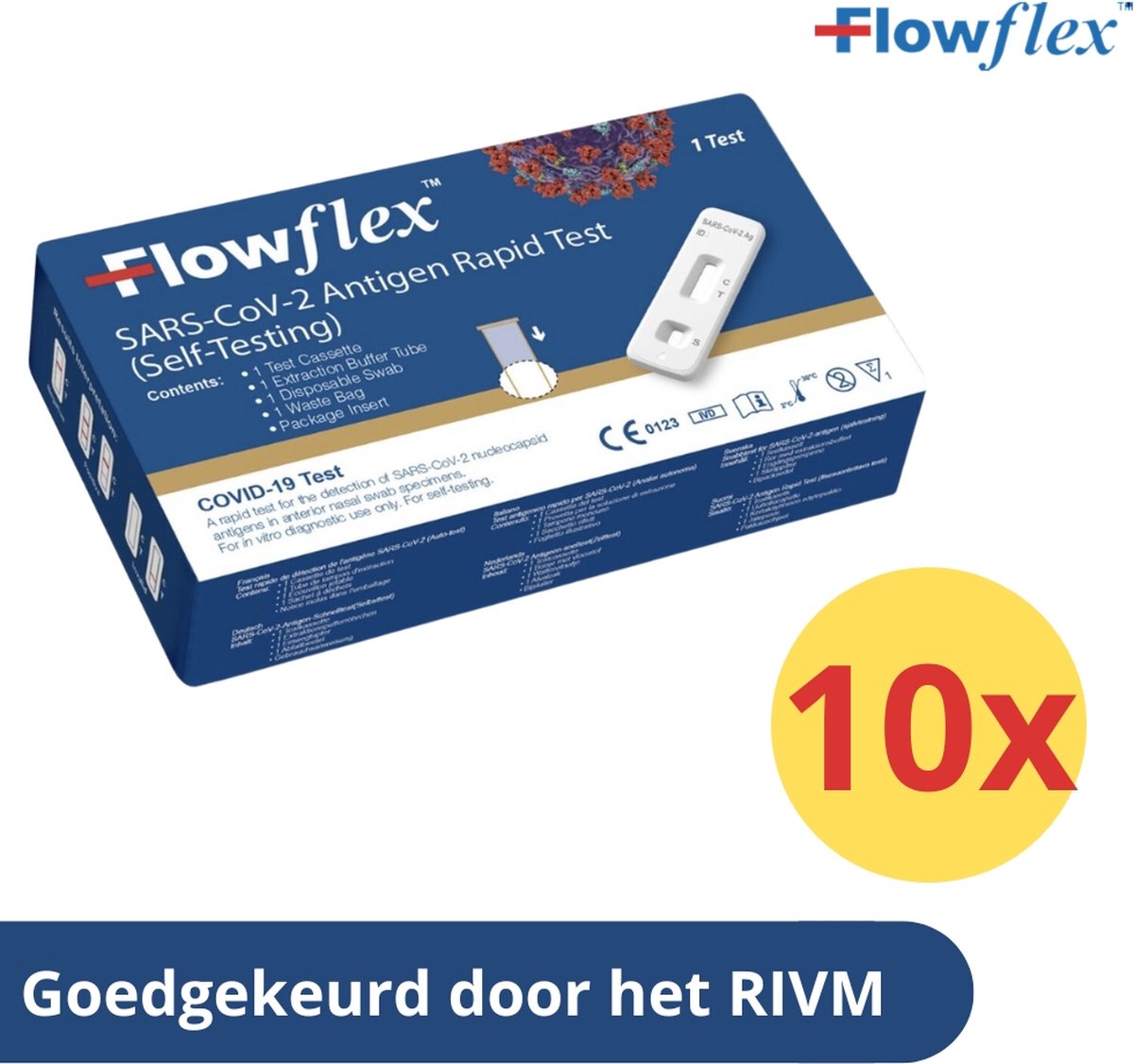 Goedkoopste Zelftest - Covid-19 - Voordeelverpakking - Corona zelftest - Corona Covid sneltest FlowFlex 10 stuks (SARS, RIVM goedgekeurd