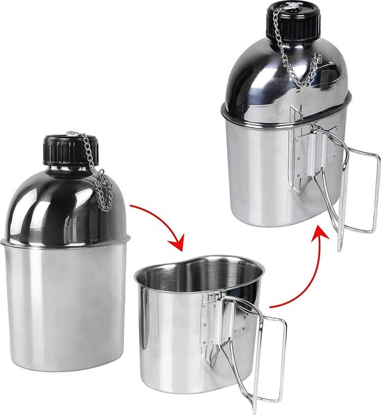 Cantine américaine en acier inoxydable, gourde, gourde, 1,2 l, avec 0 l,  sac en tissu