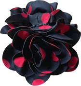 Fleur de cheveux espagnole noire à pois rouges Luxe - pince à cheveux fleur pour robe flamenco déguisement fille dames -